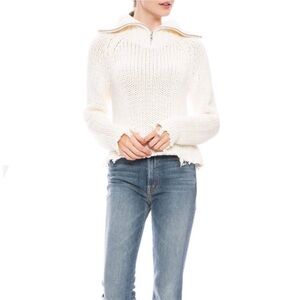 RtA Dom Half Zip Sweater in White